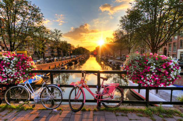 Amsterdam rosa Fahrrad