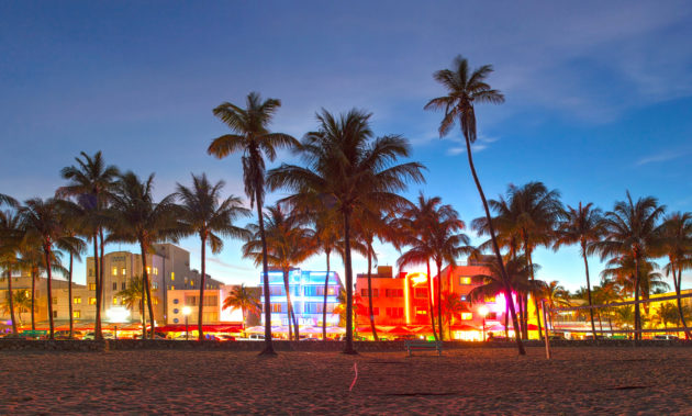 Miami Strand am Abend