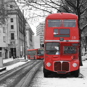 London Bus im Winter