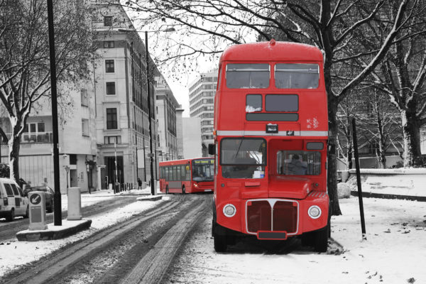 London Bus im Winter