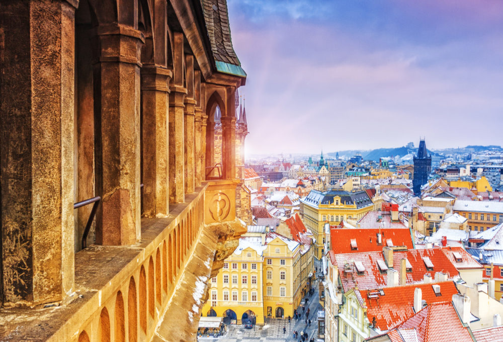 Prag Blick vom Schloss im Winter