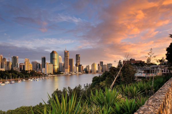 Australien Brisbane Sonnenuntergang Skyline