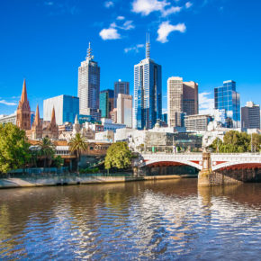 Australien Melbourne Brücke Tag Skyline