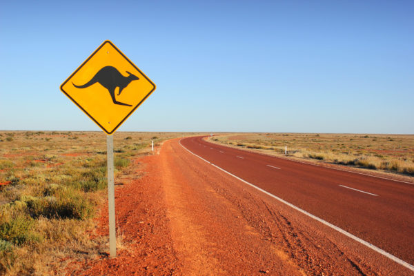 Australien Straße Schild Känguru