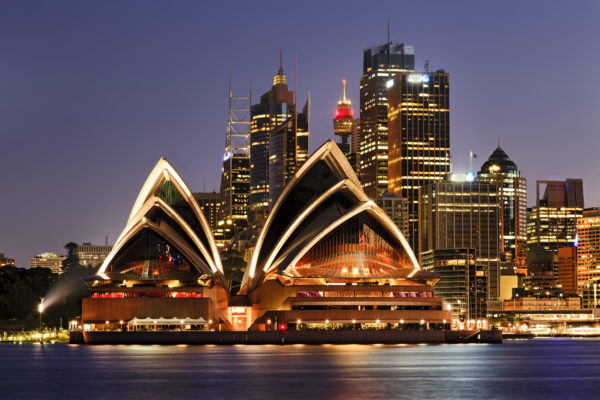 Australien Sydney Meer Skyline Nacht