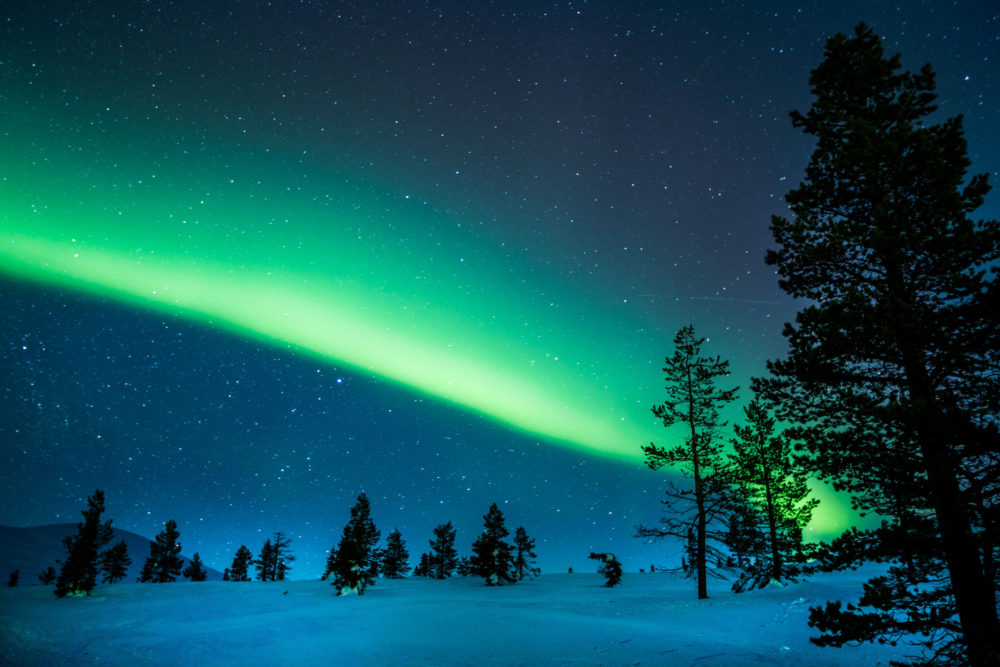 Finnland Schnee Polarlichter