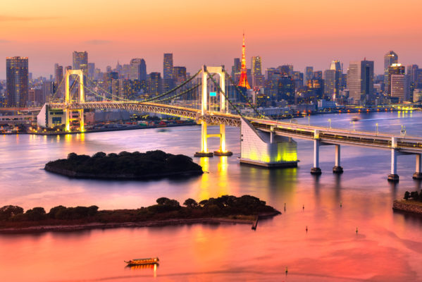 Japan Tokio Brücke Sonnenuntergang