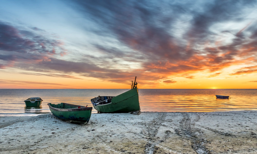 Ostsee Boote Sonnenuntergang