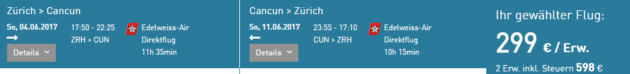 Flug Zürich Cancun