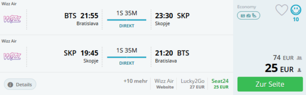 Flug Bratislava Skopje