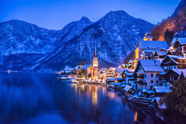 Österreich Hallstatt Winter Licht