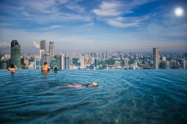 Singapur Marina Bay Pool Nacht