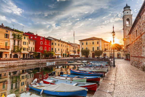 Gardasee Lazise Hafen Sonnenuntergang