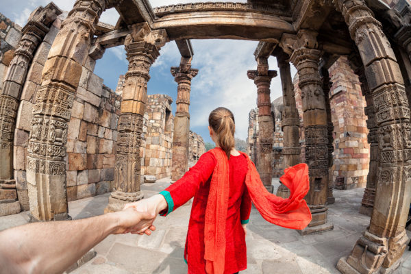 Indien Qutub Minar Tower Frau