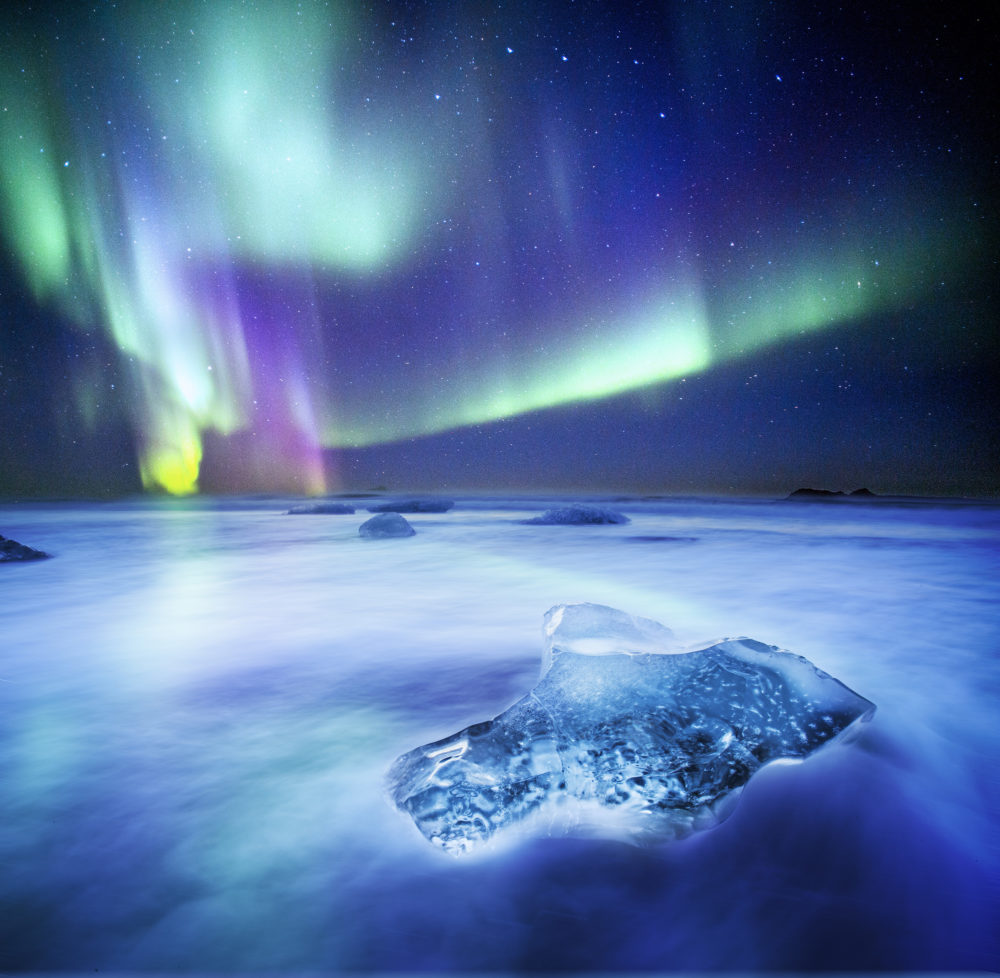 Island Diamond Beach Nordlichter