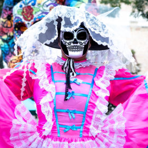 Mexiko Dia De Los Muertos pinke Verkleidung