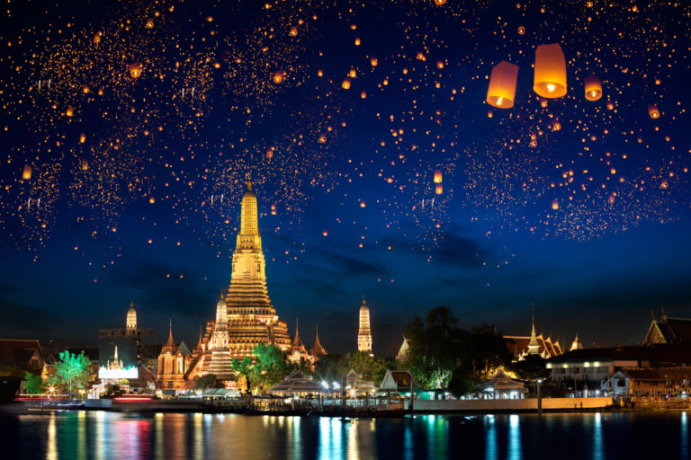 Thailand Bangkok Wat Arun Tempel Nacht