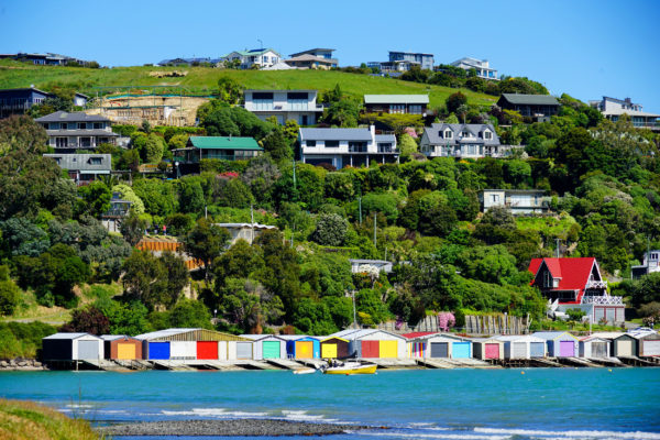 Neuseeland Christchurch Akaroa Häuser