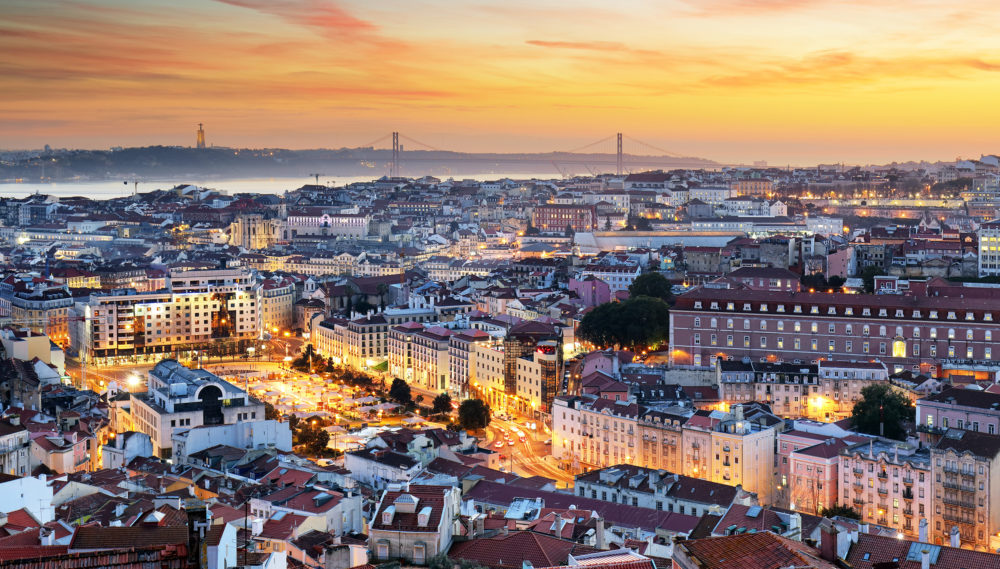 Portugal Lissabon Innenstadt Lichter