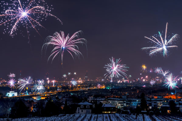 Österreich Wien Feuerwerk Skyline