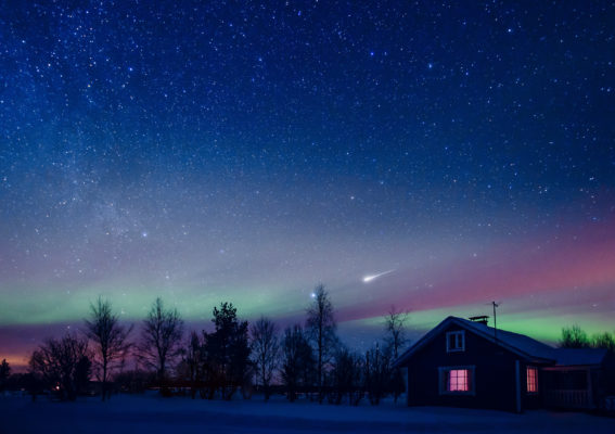 Finnland Lappland Cottage Polarlichter