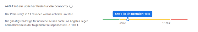 Google Flights Preisentwicklung