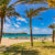 Mallorca Santa Ponsa Strand Palmen Sonnenschirme