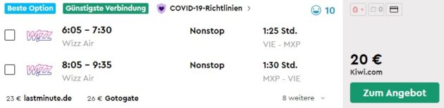 mailand flug