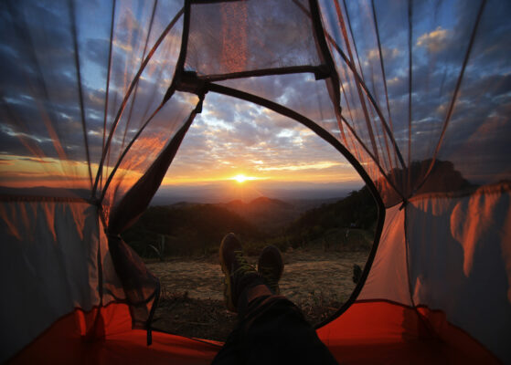 campen zelt sonnenuntergang