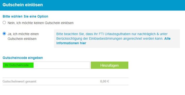 FTI Gutschein