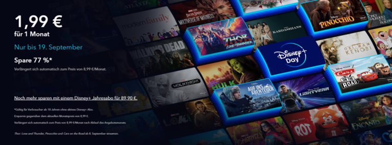 Disney+ Day Sonderangebot: 1 Monat Disney+ für nur 1,99