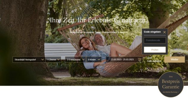 Travel Charme Hotels Promo-Code Gutscheincode eingeben