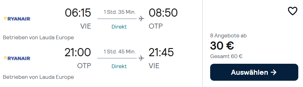 Rumänien Flug Angebot