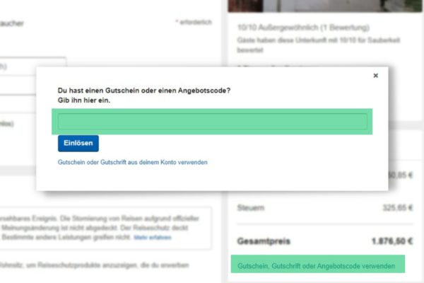 Expedia Gutscheincode einlösen