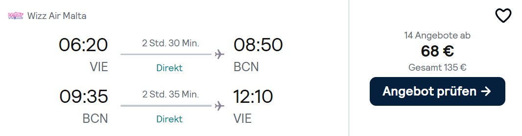Barcelona Flug kombi