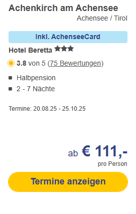 Achensee Hotel Angebot