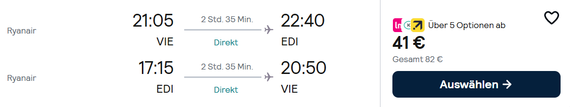 Schottland Flug Angebot