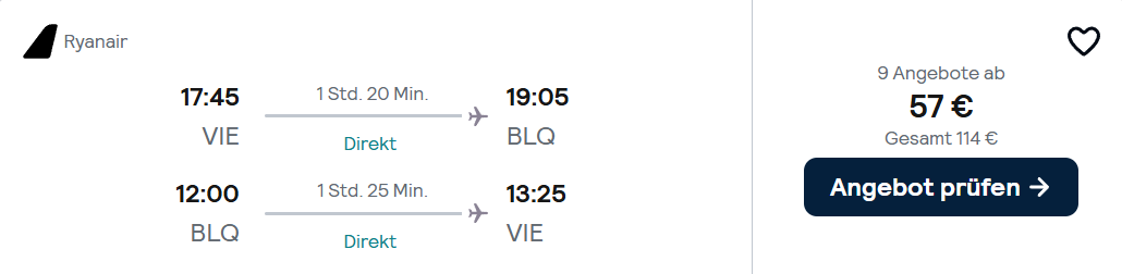 Bologna Flug Angebot