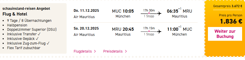 Mauritius Pauschalangebot