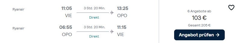Porto Flug Schnäppchen