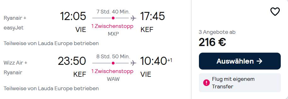 Island Flug Angebot