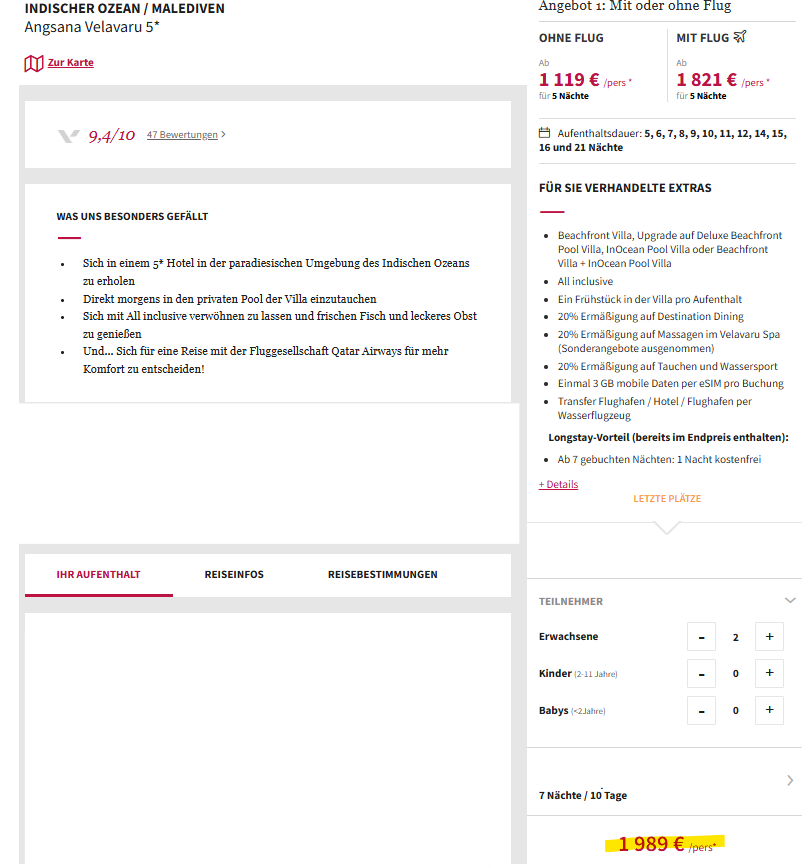 Malediven Angebot