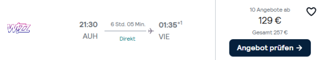 Abu Dhabi Wien Flug Schnäppchen