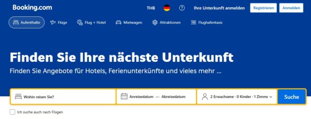 booking.com Suchfunktion