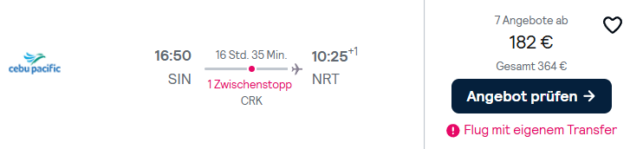 Flug nach Tokio