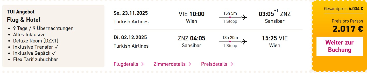Sansibar Reise Angebot