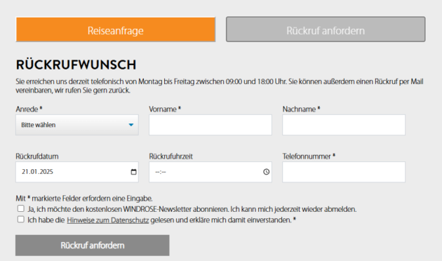 Windrose Anfrage