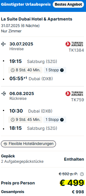 Dubai Pauschalangebot
