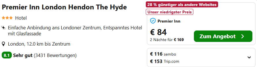 London Hotel Angebot