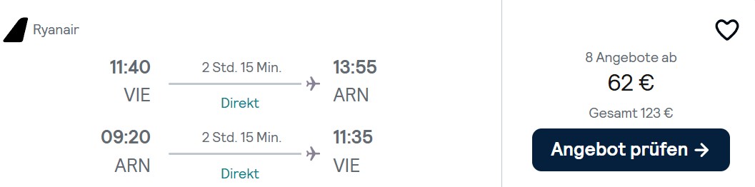 Stockholm Flug combi